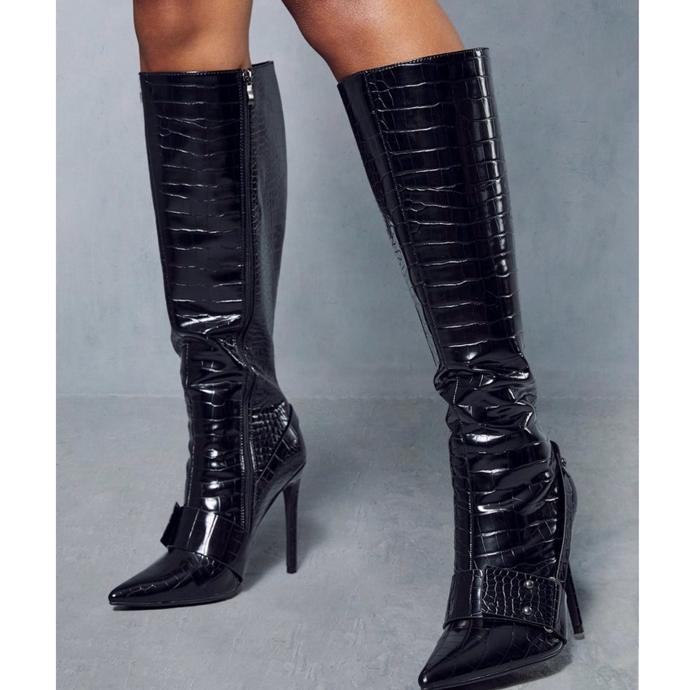 Nasty Gal Black Heeled Boots with Stiletto Heel and Pointed Toe
